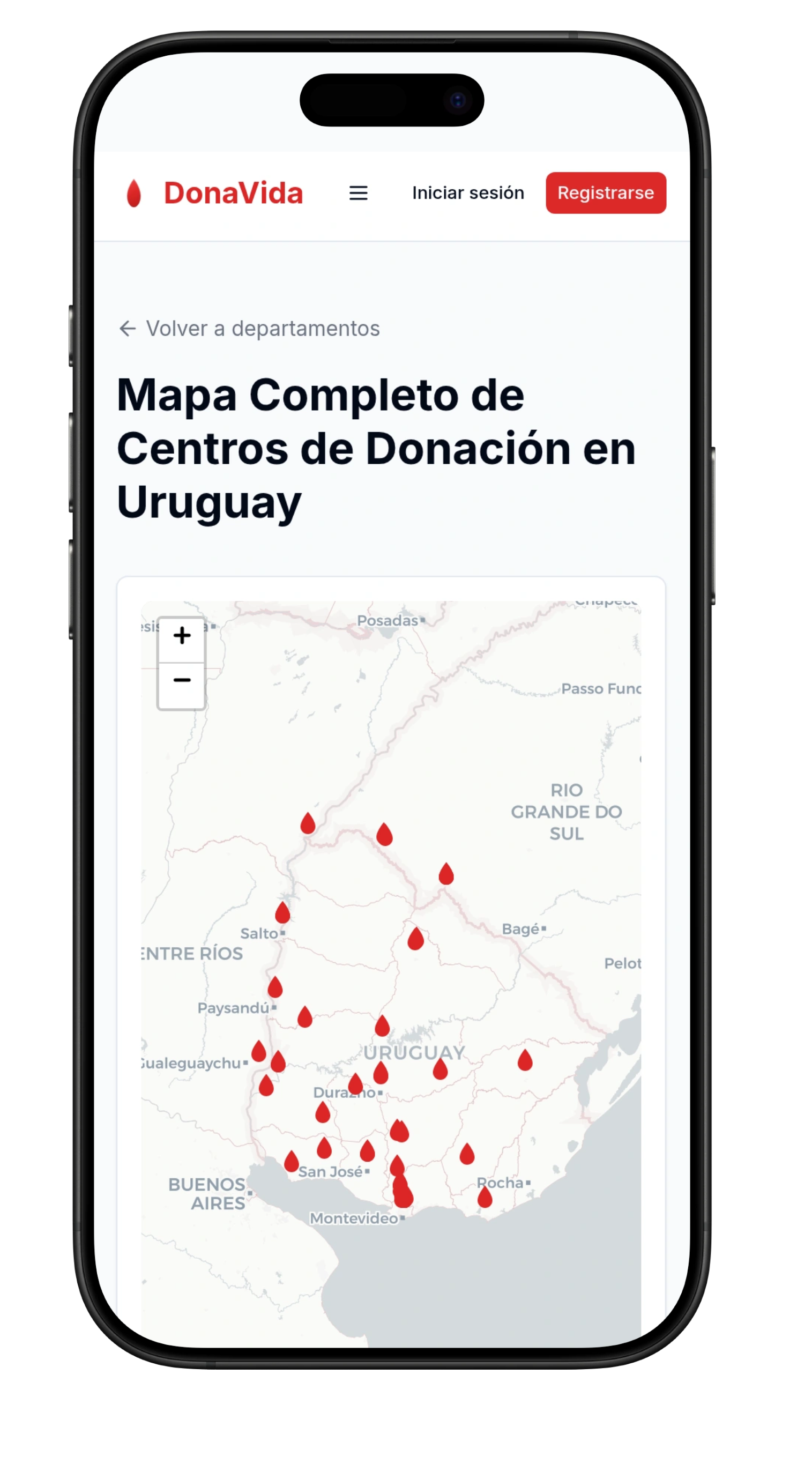 Aplicación DonaVida en teléfono móvil